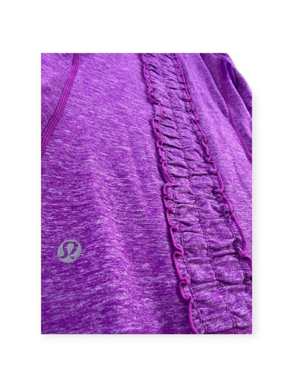🌟 Lululemon Run Dash Long Sleeve Ruffle Back - Heathered Purple - Size L 🖤