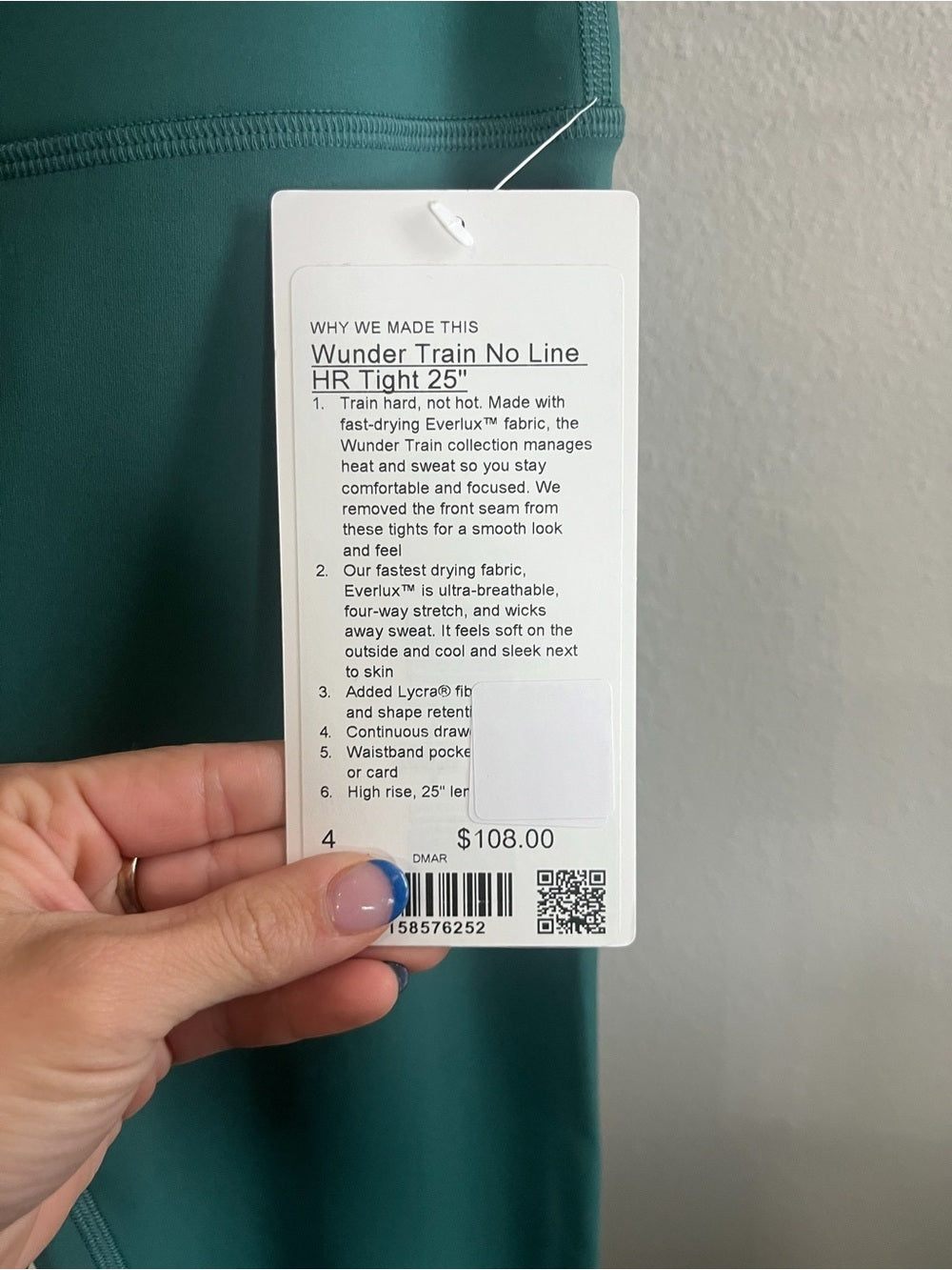 🍋Lululemon Wunder Train No-Line HR Tight 25" - NWT - Deep Marina - Size 4 🌊