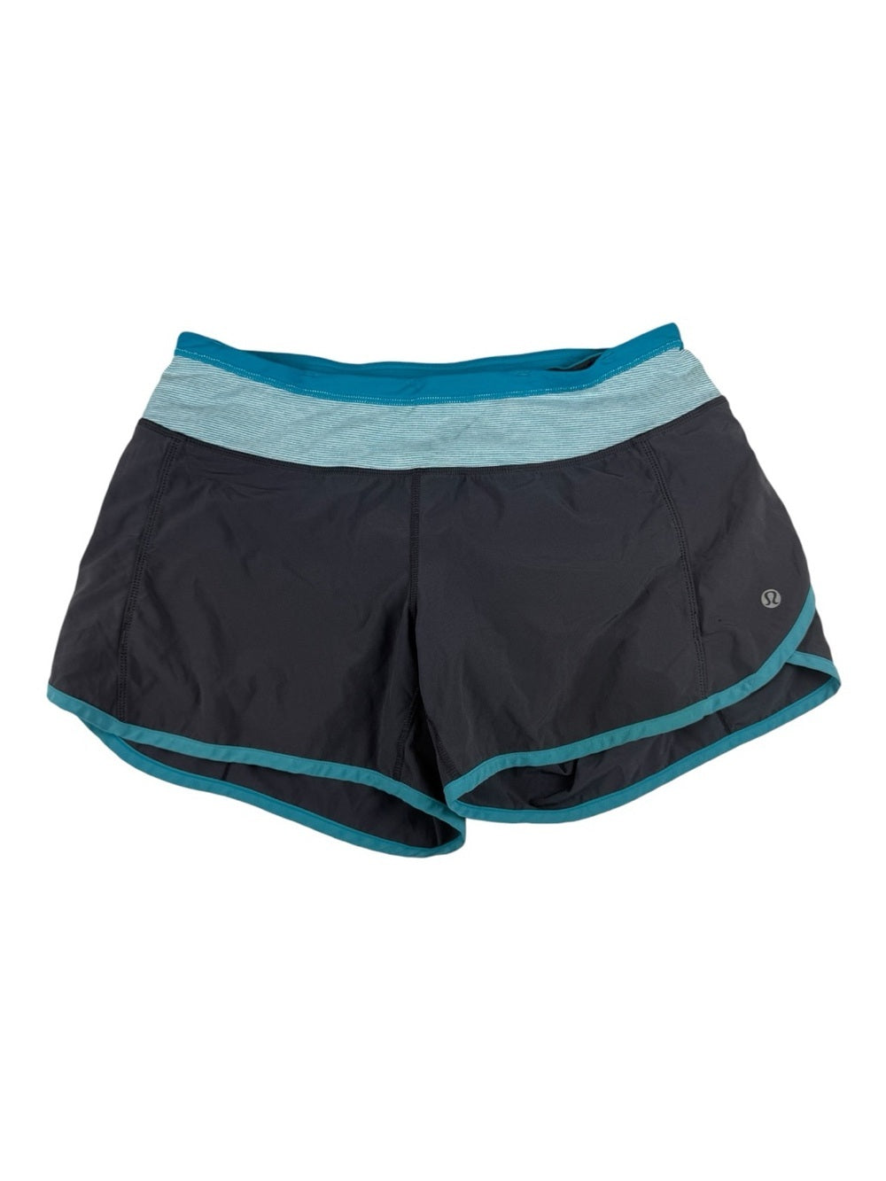 🍋Lululemon Run: Speed Short - Like New - Coal Surge Wee Stripe Surge - Size 6 🩵