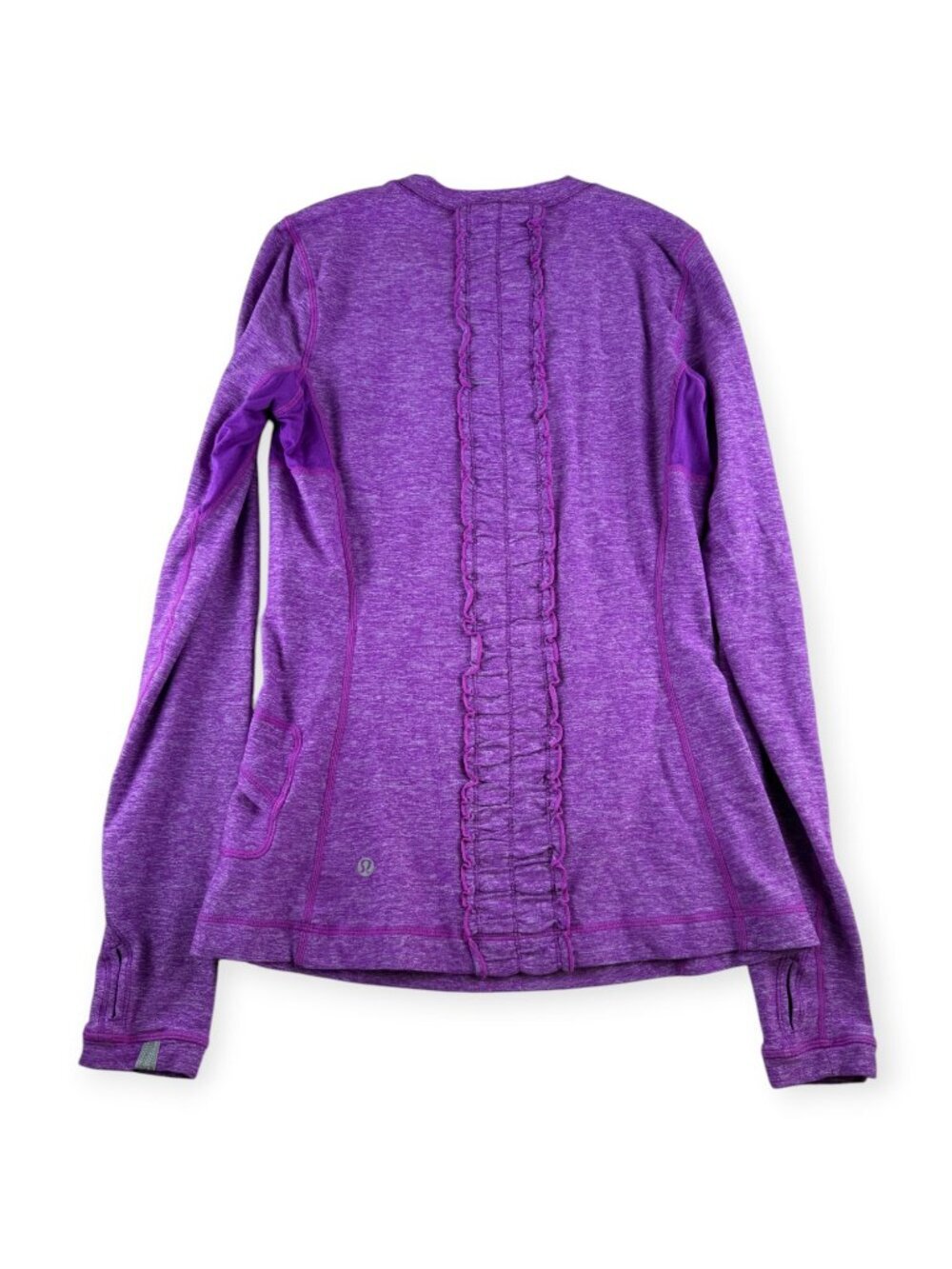 🌟 Lululemon Run Dash Long Sleeve Ruffle Back - Heathered Purple - Size L 🖤