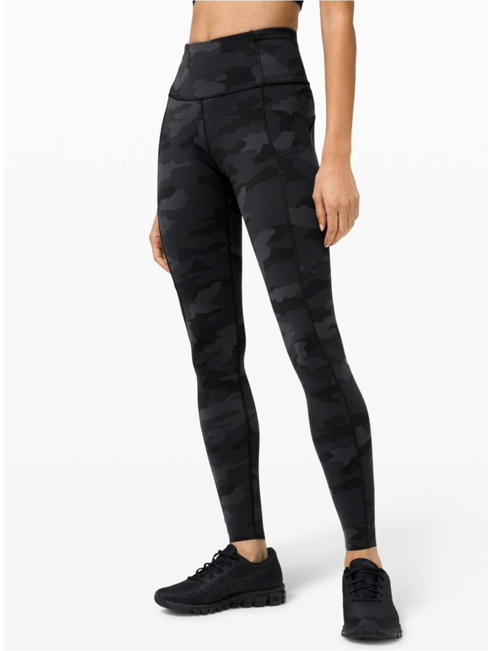 🍋 Lululemon Fast and Free HR Tight 28” - Heritage 365 Camo Deep Coal - Size 4 🙈