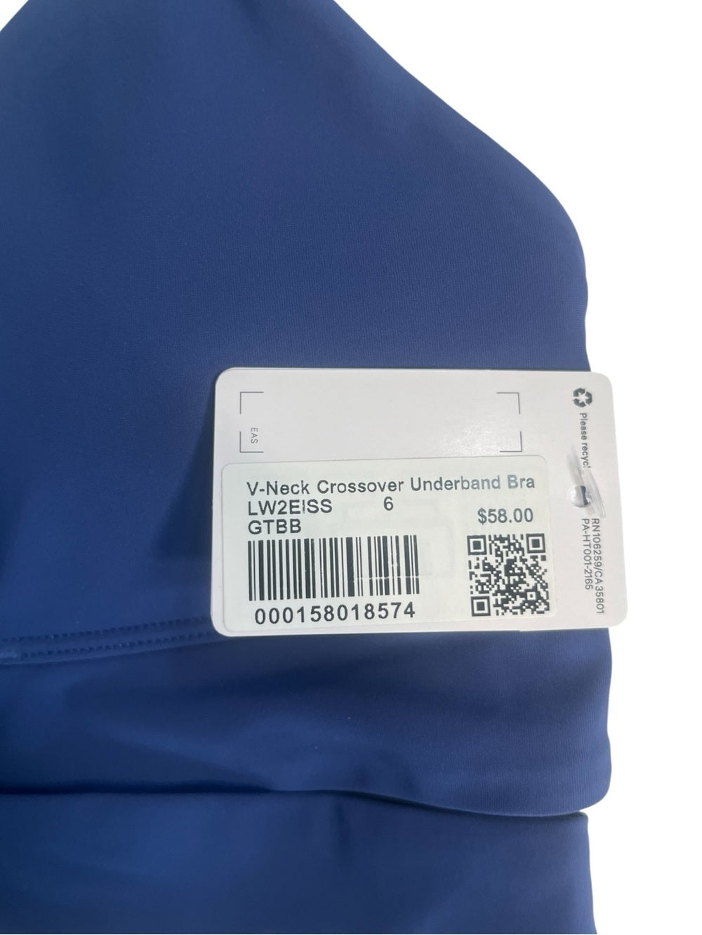 🍋Lululemon V-Neck Crossover Underband Bra - NWT - Gatsby Blue - Size 6 💙