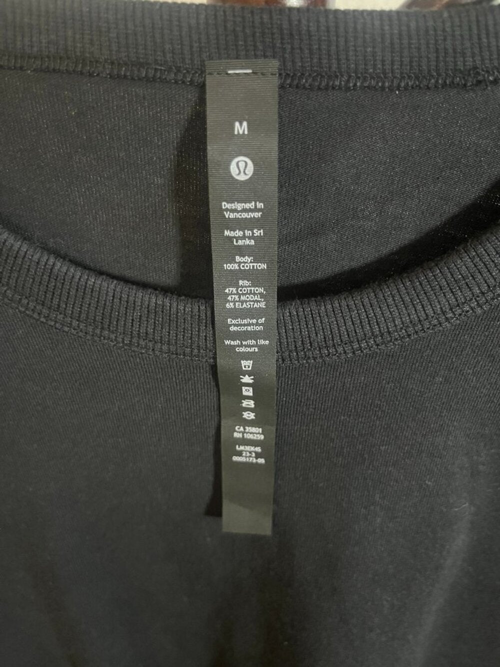 🌟 Lululemon Men's Cotton Jersey Long Sleeve - NWT - Black - Size M 🖤