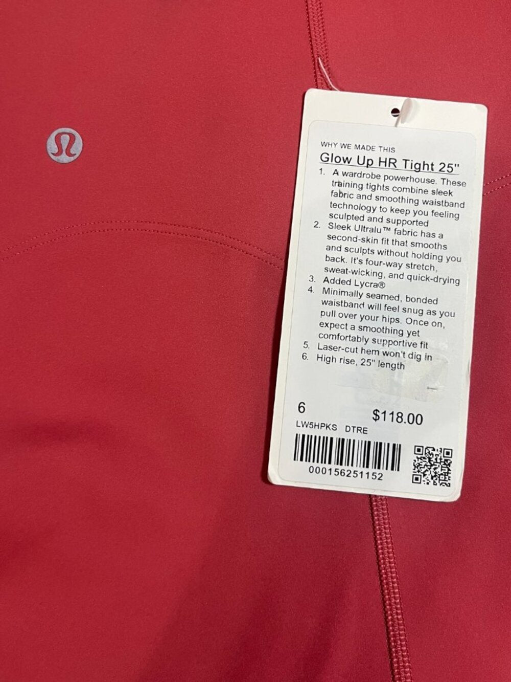 🍋Lululemon Glow Up Super-High-Rise Tight 25" - NWT - Desert Red - Size 6 ❤️