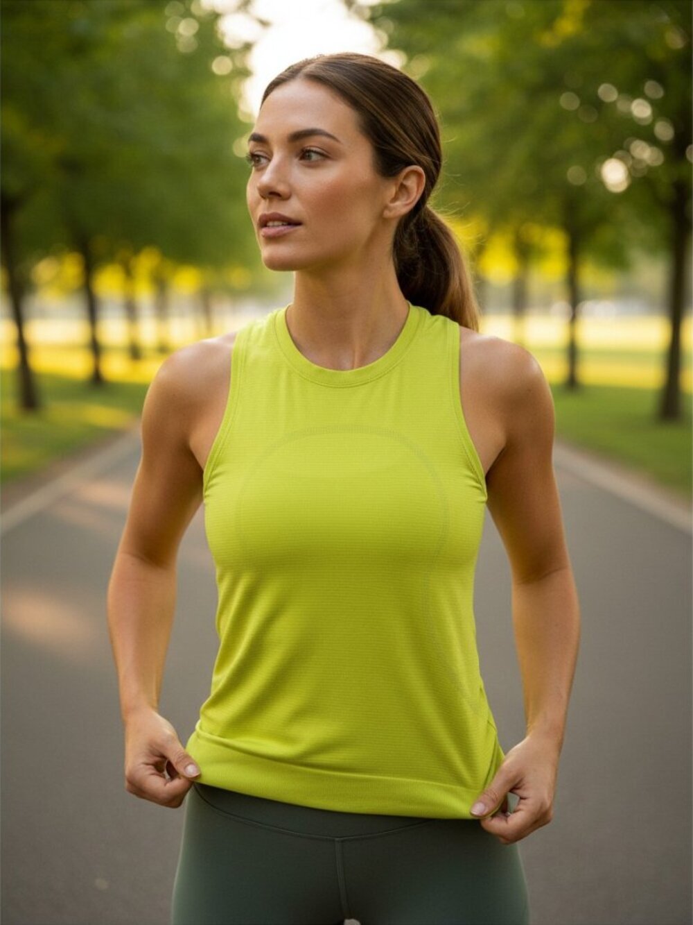 🌟 Lululemon Crew Neck Seamless Tank - Like New - Chartreuse Green - Size 12 🥑