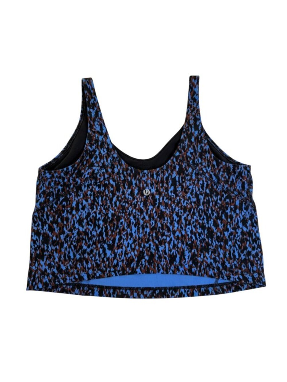 🌟 Lululemon Cropped Tank - Like New - Blue/Black/Brown Abstract Print - Size 16